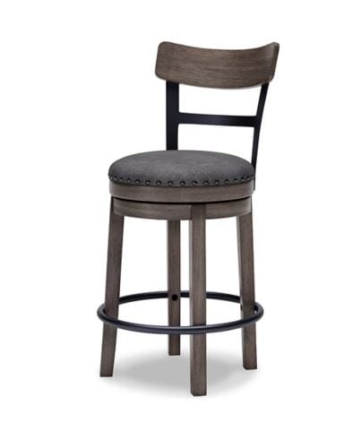 CAITBROOK UPHOLSTERED SWIVEL BARSTOOL – GRAY