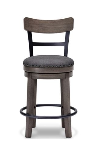 CAITBROOK UPHOLSTERED SWIVEL BARSTOOL – GRAY