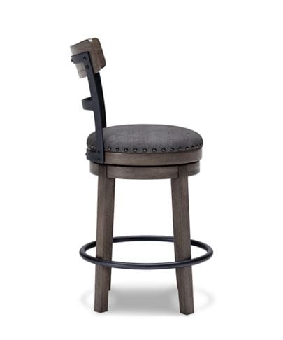 CAITBROOK UPHOLSTERED SWIVEL BARSTOOL – GRAY