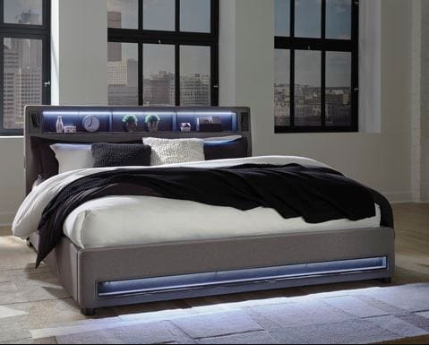VERISHAW LED QUEEN UPHOLSTERED BED