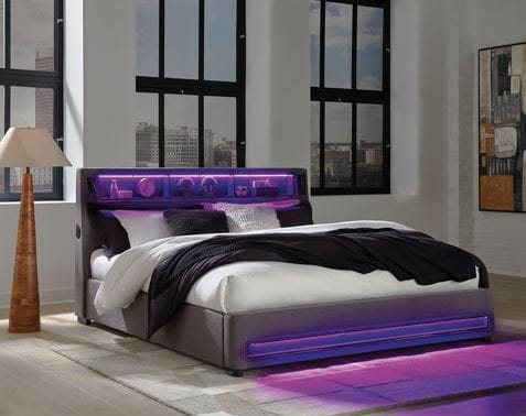 VERISHAW LED QUEEN UPHOLSTERED BED