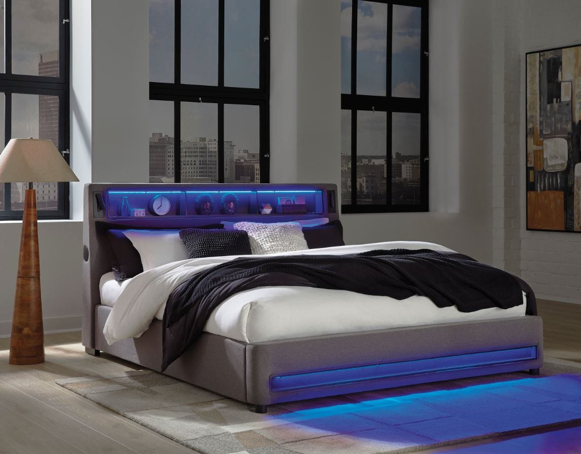 VERISHAW LED KING UPHOLSTERED BED