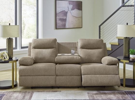 SIDE-SWIPE REC SOFA W/DROP DOWN TABLE