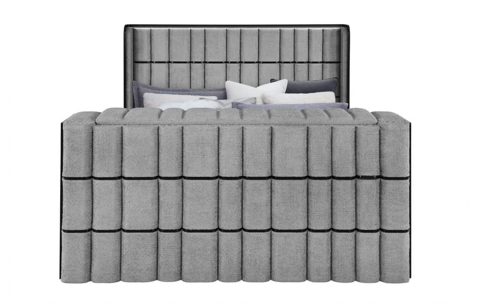 ISABELLA GREY QUEEN BED W/LED, TV LIFT, SPEAKER AND FIREPLACE