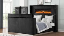 LAVISH BLACK QUEEN UPHOLSTERED BED