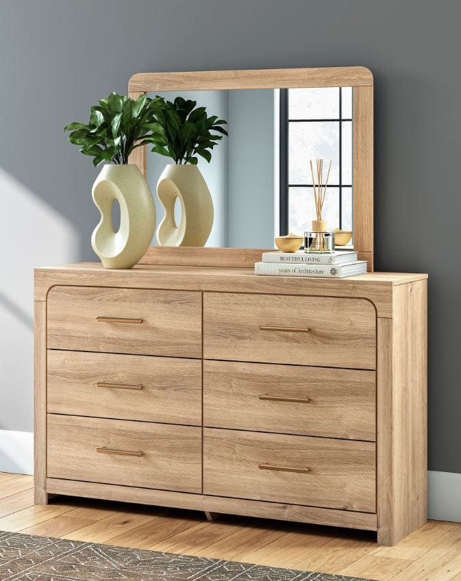 KINLANNI SIX DRAWER DRESSER AND MIRROR