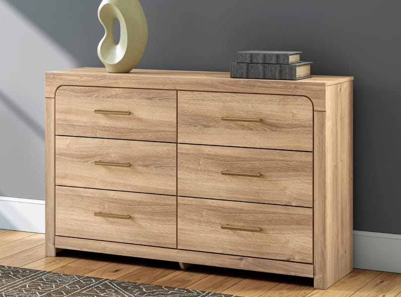 KINLANNI SIX DRAWER DRESSER AND MIRROR