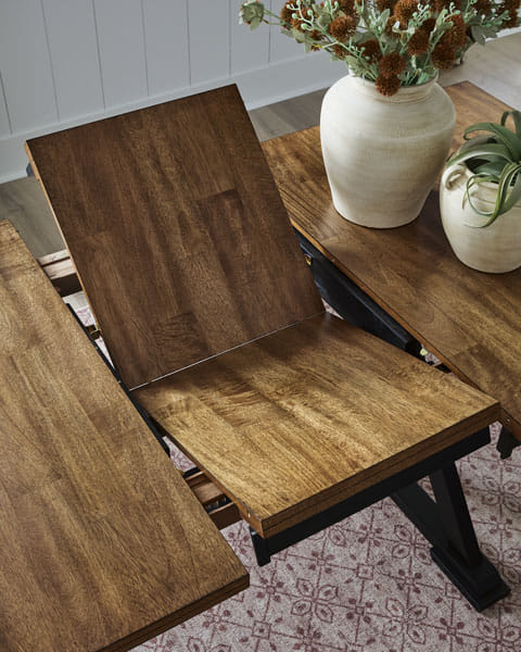 WILLOW DINING TABLE, 4 CHAIRS AND BENCH