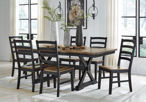 WILLOW DINING TABLE, 4 CHAIRS AND BENCH