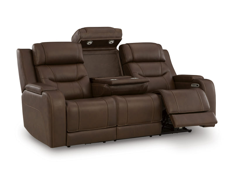 KNIGHTINGTON PWR REC SOFA W/AUDIO SEATING IN BROWN