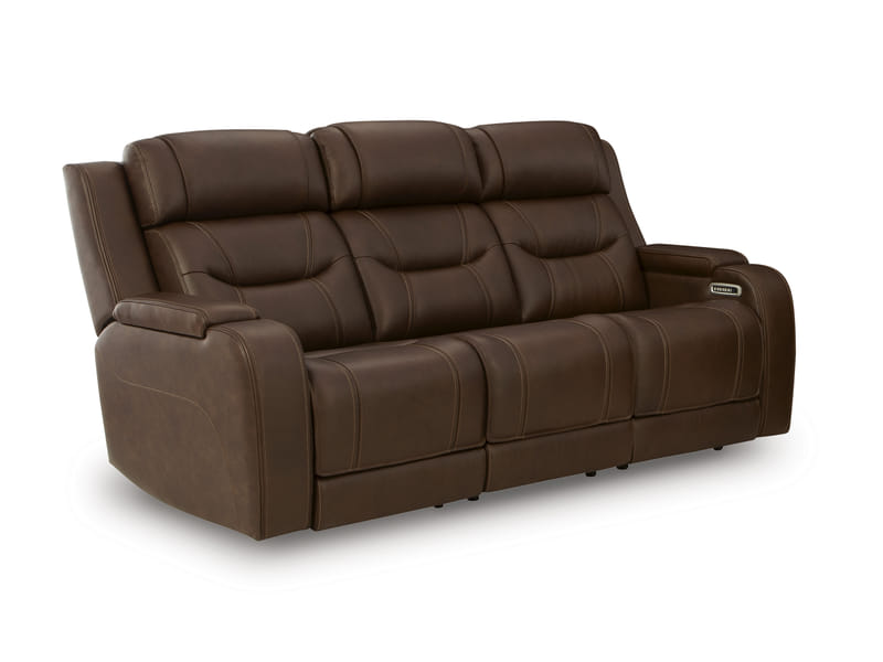 KNIGHTINGTON PWR REC SOFA W/AUDIO SEATING IN BROWN