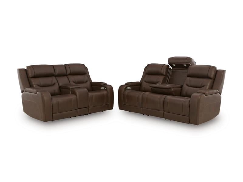KNIGHTINGTON PWR REC SOFA W/AUDIO SEATING IN BROWN