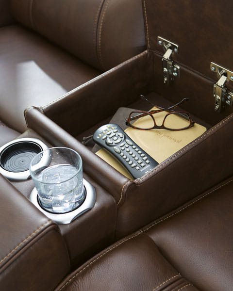 KNIGHTINGTON POWER RECLINER W/AUDIO SEATING IN BROWN