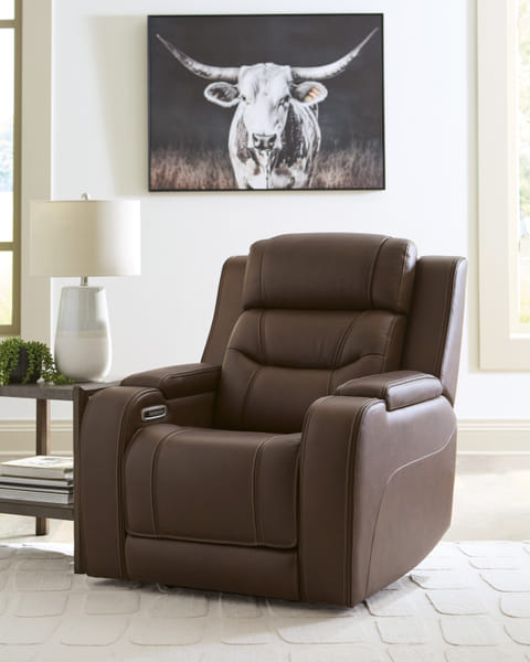 KNIGHTINGTON POWER RECLINER W/AUDIO SEATING IN BROWN