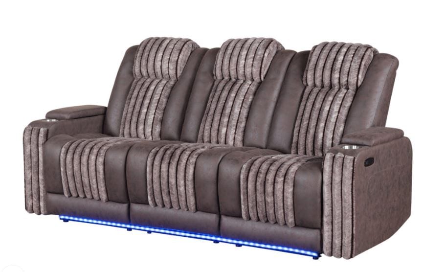 IMPERIAL BROWN POWER RECLINING SOFA WITH POWER HEADREST