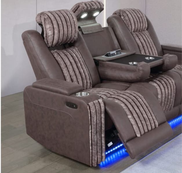 IMPERIAL BROWN POWER RECLINING SOFA WITH POWER HEADREST