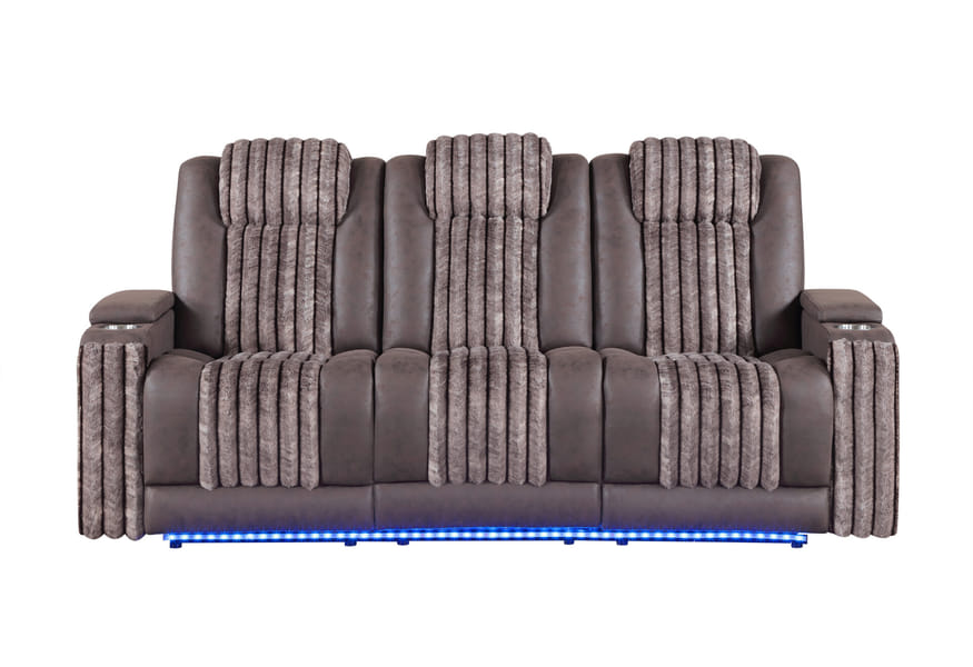 IMPERIAL BROWN POWER RECLINING SOFA WITH POWER HEADREST