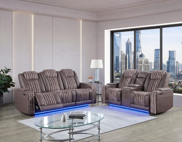 IMPERIAL BROWN POWER RECLINING SOFA WITH POWER HEADREST