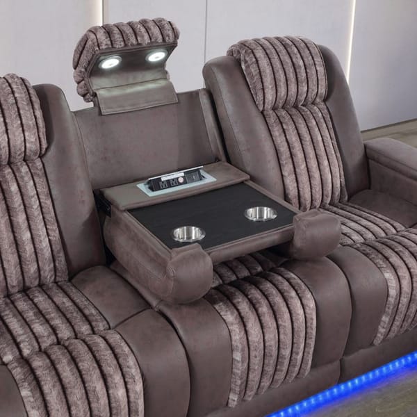 IMPERIAL BROWN POWER RECLINING SOFA WITH POWER HEADREST