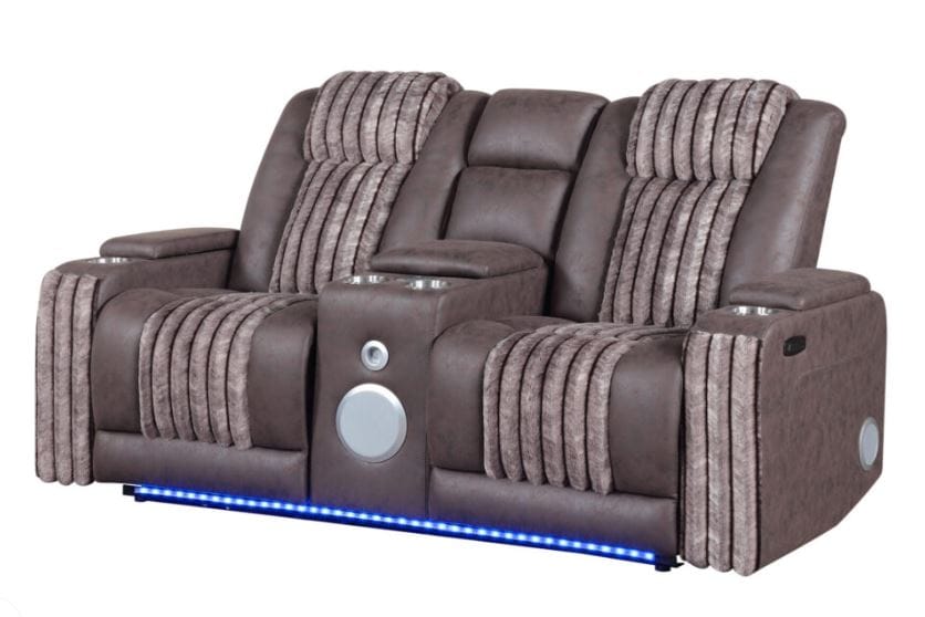 IMPERIAL BROWN POWER CONSOLE RECLINING LOVESEAT WITH POWER HEADREST