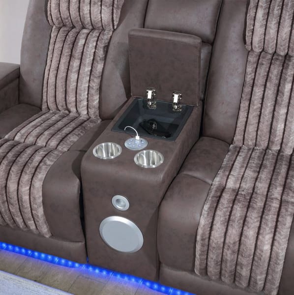 IMPERIAL BROWN POWER CONSOLE RECLINING LOVESEAT WITH POWER HEADREST