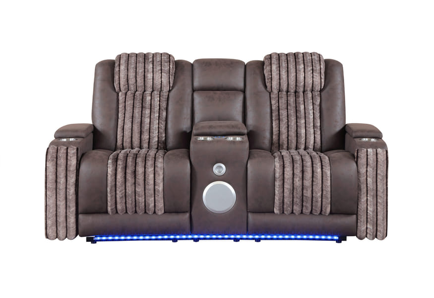 IMPERIAL BROWN POWER CONSOLE RECLINING LOVESEAT WITH POWER HEADREST