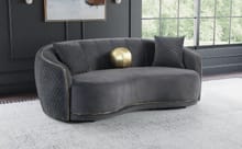 LUXORA CURVED GREY VELVET SOFA