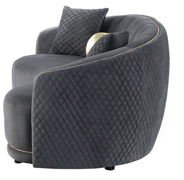 LUXORA CURVED GREY VELVET SOFA