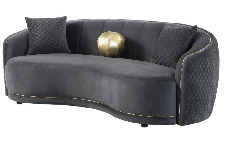 LUXORA CURVED GREY VELVET SOFA