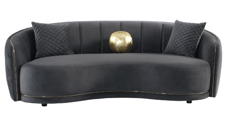 LUXORA CURVED GREY VELVET SOFA