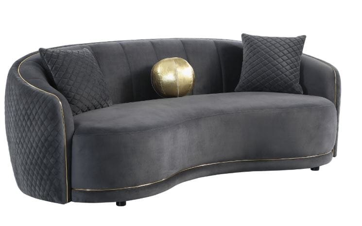 LUXORA CURVED GREY VELVET SOFA