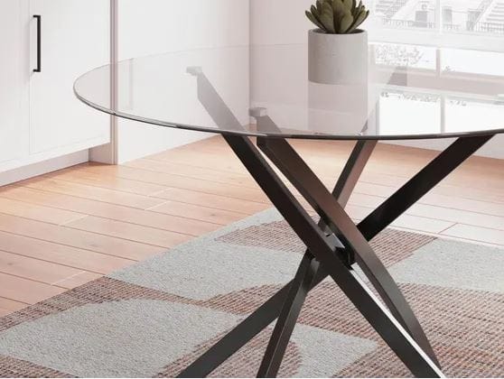 HARLOW ROUND GLASS DINING TABLE