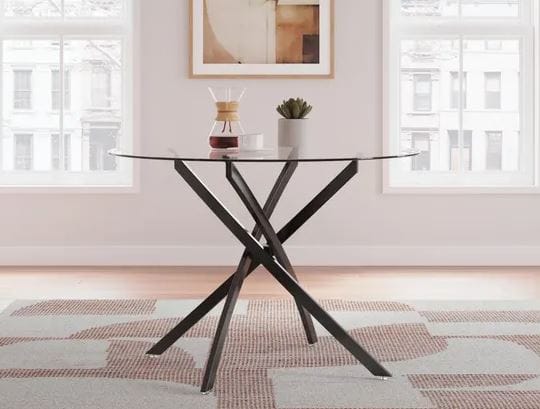 HARLOW 5-PIECE ROUND GLASS DINING SET