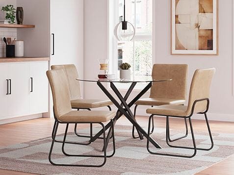 HARLOW 5-PIECE ROUND GLASS DINING SET