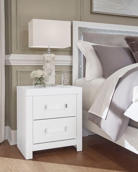 MAELORA KING UPHOLSTERED PANEL BED WITH LED LIGHTING