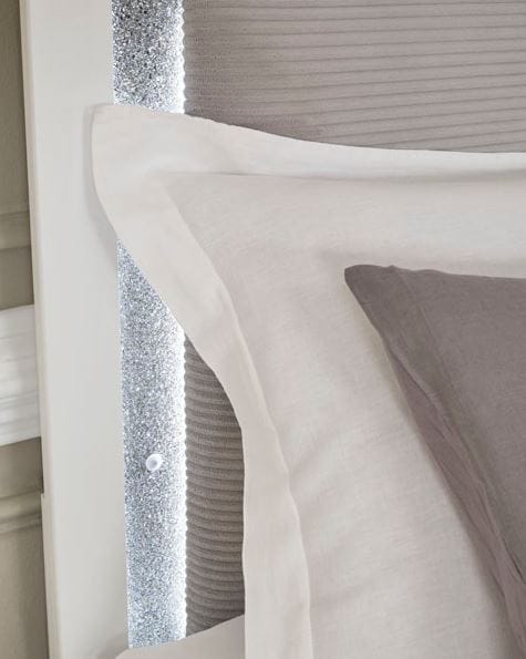 MAELORA KING UPHOLSTERED PANEL BED WITH LED LIGHTING