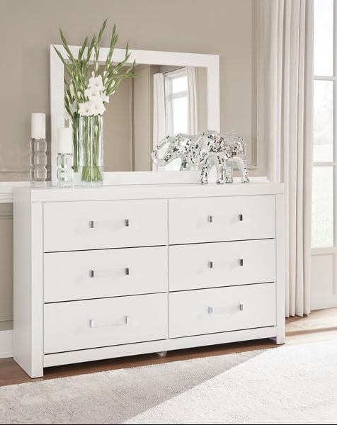 MAELORA SIX DRAWER DRESSER WITH MIRROR