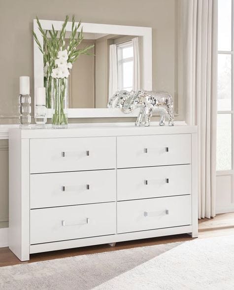MAELORA SIX DRAWER DRESSER WITH MIRROR