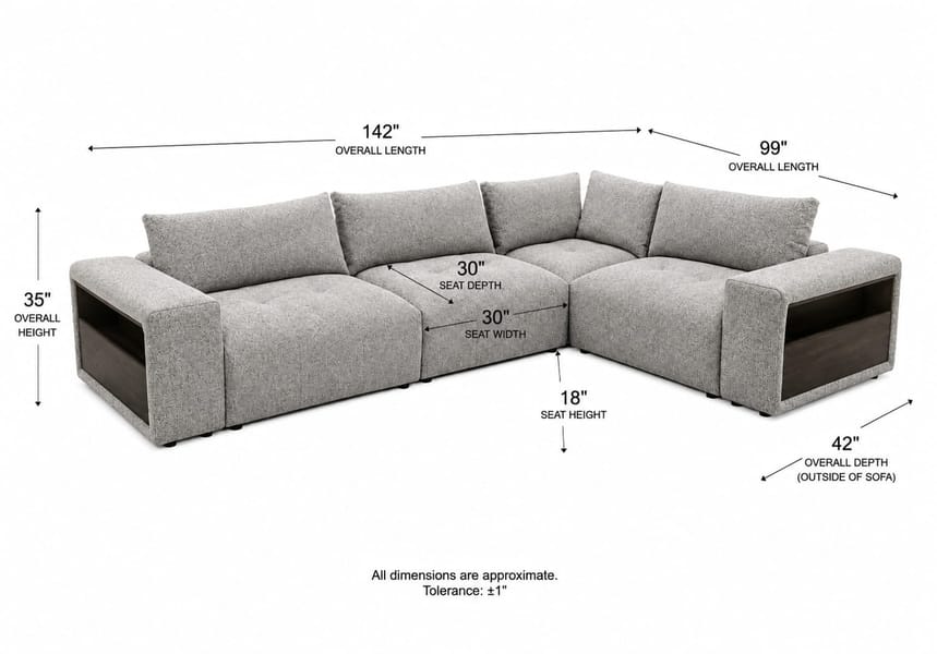 AVALORA MODULAR 4-PIECE SECTIONAL WITH DUAL STORAGE ARMS
