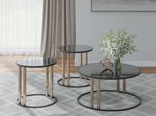 VALERIO 3-PIECE BLACK AND GOLD OCCASIONAL TABLE SET