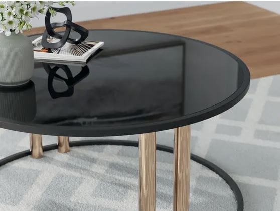 VALERIO 3-PIECE BLACK AND GOLD OCCASIONAL TABLE SET