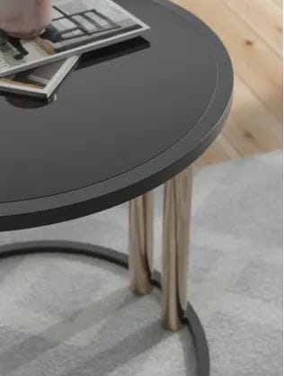 VALERIO 3-PIECE BLACK AND GOLD OCCASIONAL TABLE SET