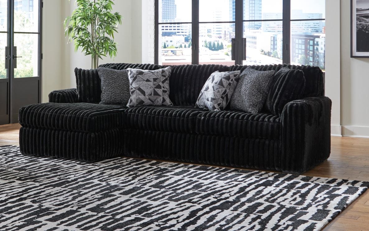 MIDNIGHT-MADNESS 2-PIECE SECTIONAL SOFA WITH CHAISE – BLACK