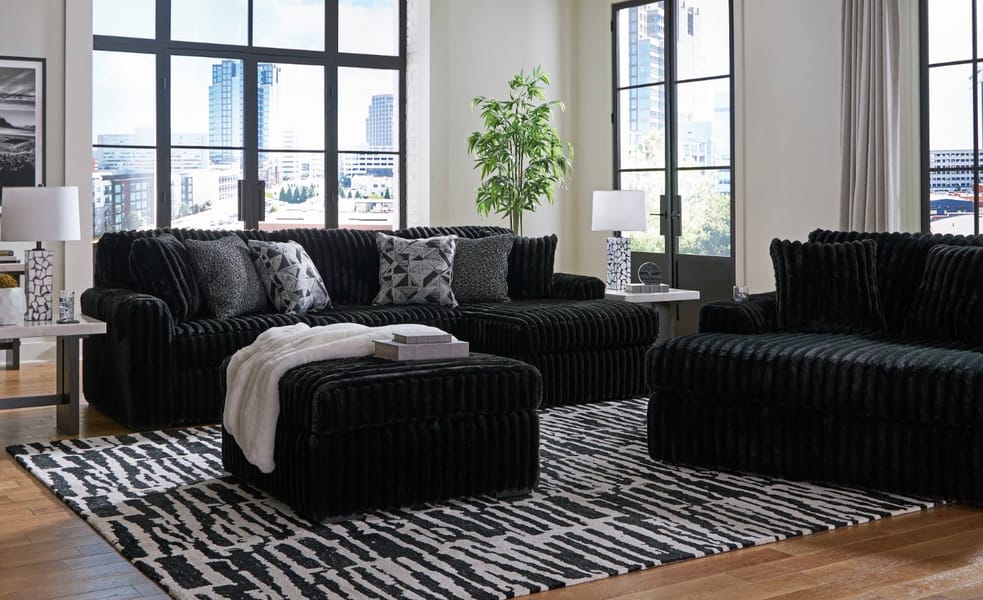 MIDNIGHT-MADNESS 2-PIECE SECTIONAL SOFA WITH CHAISE – BLACK