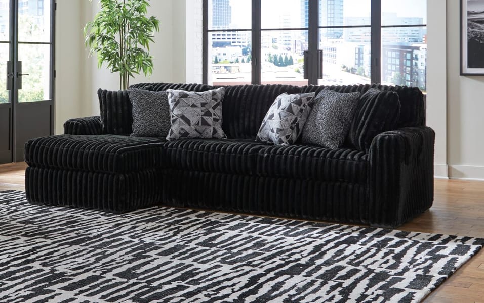 MIDNIGHT-MADNESS 2-PIECE SECTIONAL SOFA WITH CHAISE – BLACK