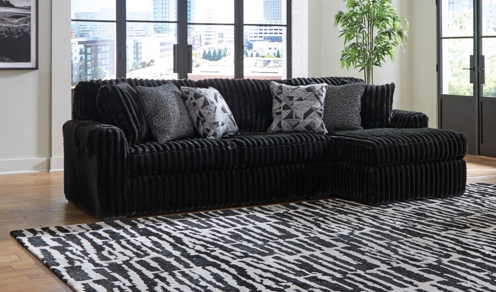 MIDNIGHT-MADNESS 2-PIECE SECTIONAL SOFA WITH CHAISE – BLACK