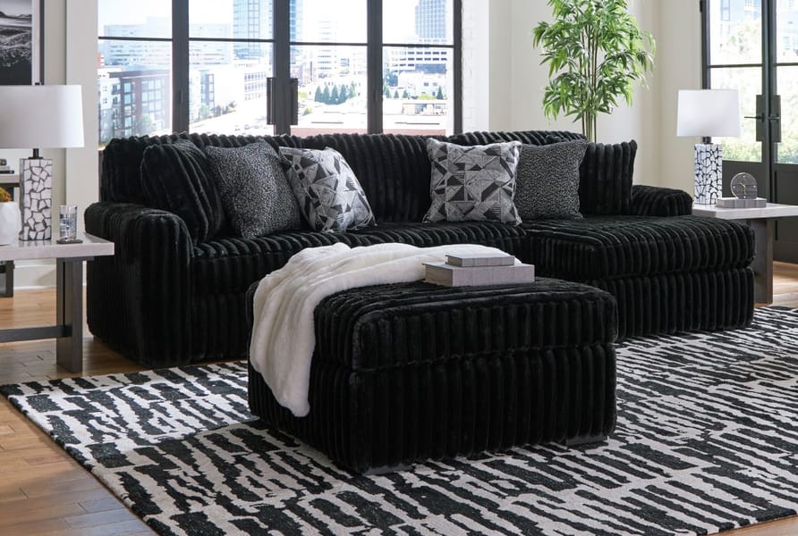 MIDNIGHT-MADNESS 2-PIECE SECTIONAL SOFA WITH CHAISE – BLACK