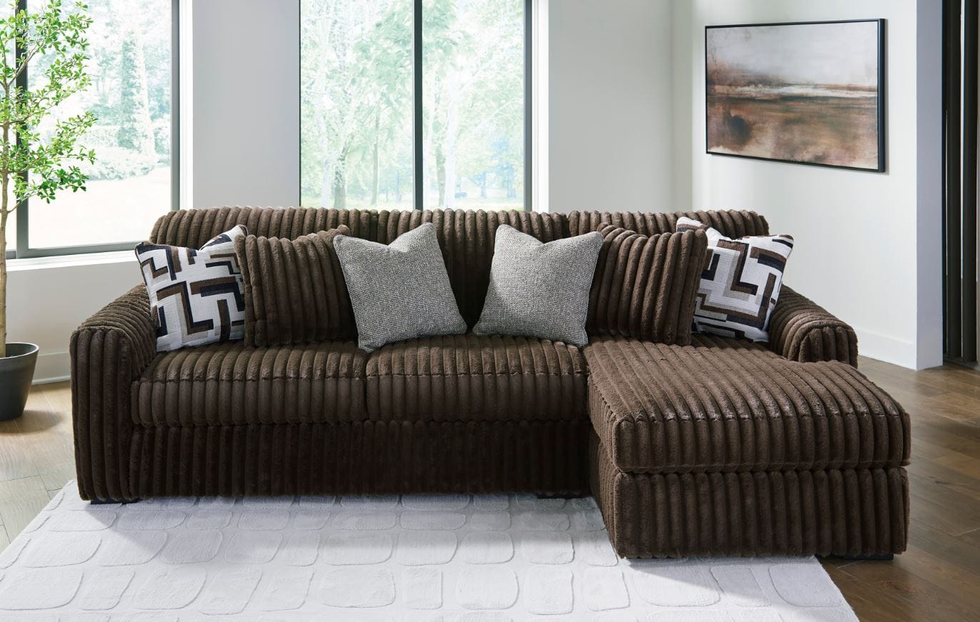 MIDNIGHT-MADNESS 2-PIECE SECTIONAL SOFA WITH CHAISE – BROWN