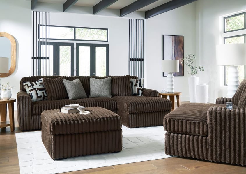 MIDNIGHT-MADNESS 2-PIECE SECTIONAL SOFA WITH CHAISE – BROWN