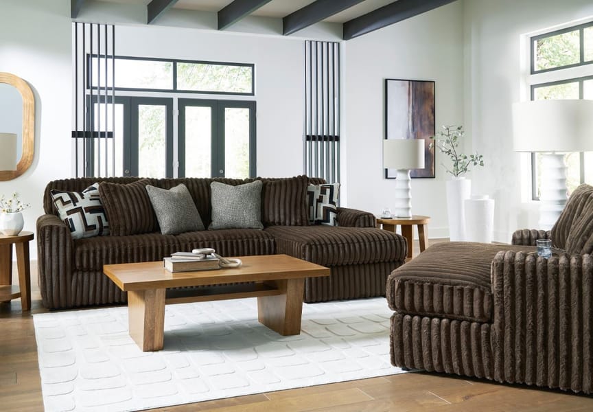MIDNIGHT-MADNESS 2-PIECE SECTIONAL SOFA WITH CHAISE – BROWN